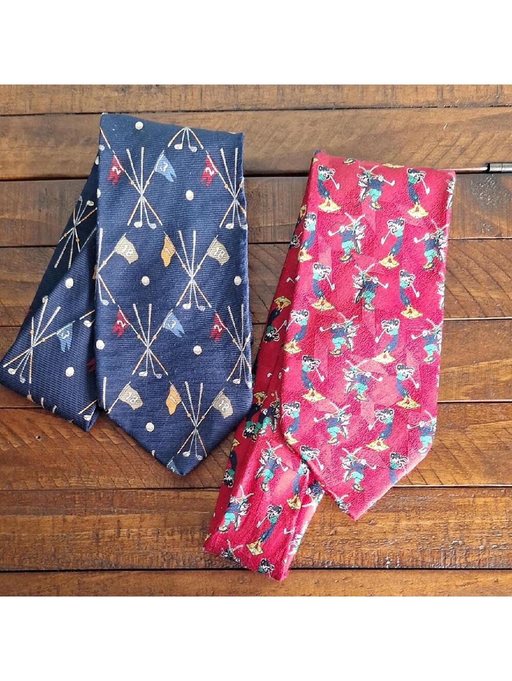 Vintage Disney Mickey Co. Golfing Goofy Golf Tie Lot (2)